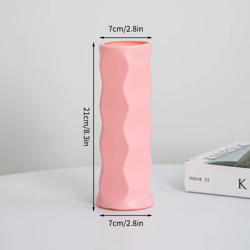 Modern Flower Vase Plastic Plants Pot White Imitation Ceramic Flower Vases Flower Arrangement Home Living Room Wedding Decor