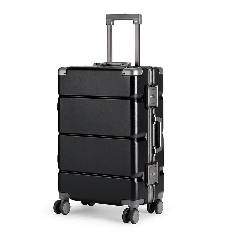Large Size Travel Wheeled Suitcases With Aluminum Frame Anti-Collision Waterproof Carry On Luggage Carrier Trolley Case For Men