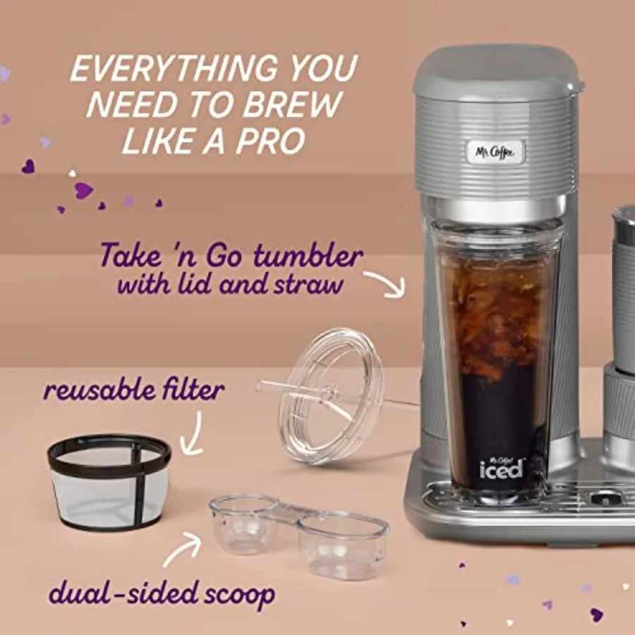 4-in-1 Latte Lux Iced Hot Coffee Maker with Built-In Milk Frother for Single-Serve Brewing 22 Ounces Capacity Perfect for Home