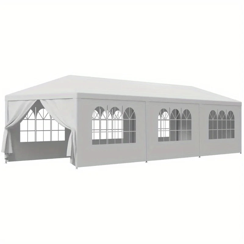 10'x30' white outdoor terrace covered wedding party tent with removable wall 8, ideal for outdoor activities