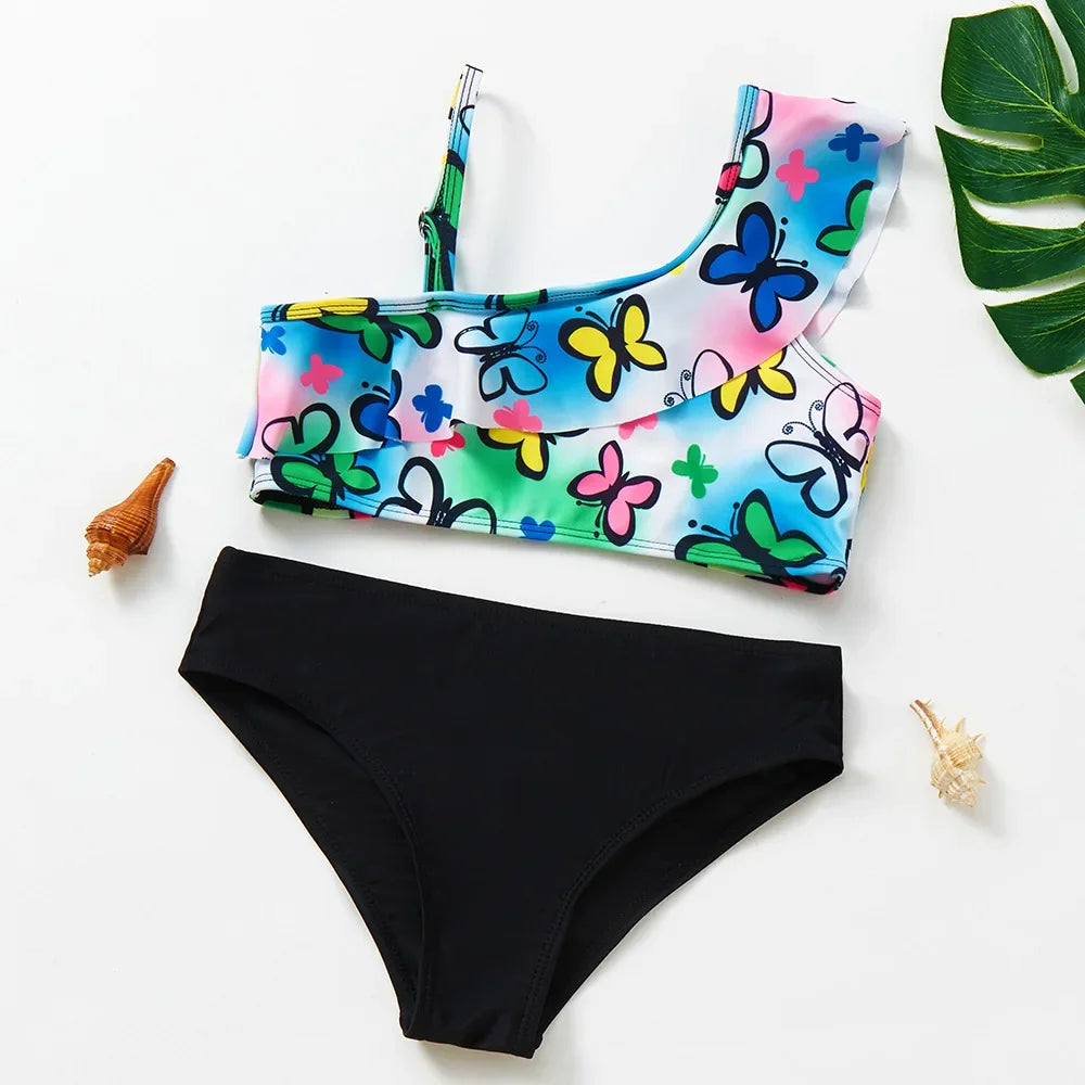 Girls Swimsuit Two Piece Hot Stamping Children's Swimwear Girls Beachwear Baby Swimwear Kids Swimwear Infant Baby Swimsuit