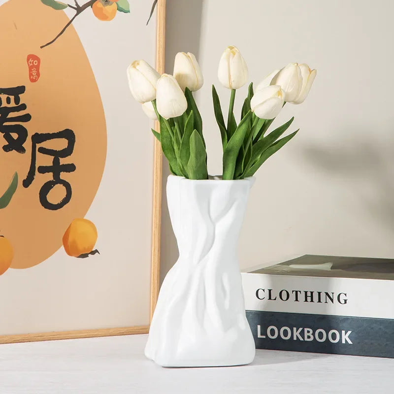 Creative Shell Plastic Vase Home Decor Folding Hydroponic Flower Arrangement Vase Living Room Entrance Landscape Art Flower Pot