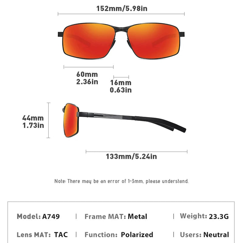 New Mens Polarized Sunglasses Metal Frame Driving Sun Glasses Men Shades Vintage Luxury Brand Designer Night-vision Goggles 2025