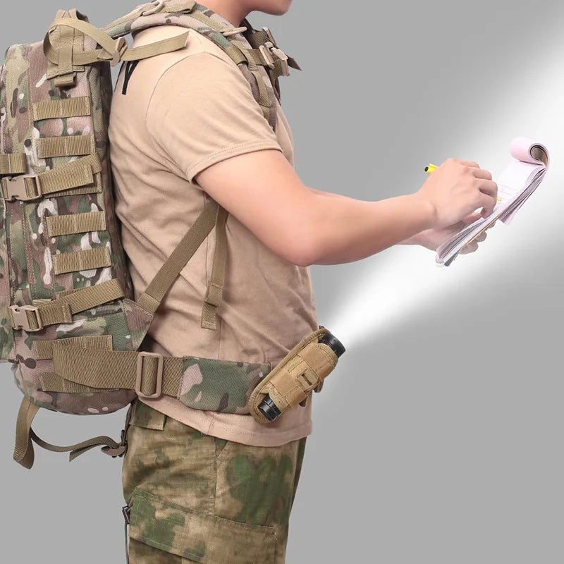 Tactical Hunting Molle Nylon Flashlight Pouch 360 Degrees Rotatable Outdoor Flashlight Cover Holster Torch Case Portable Torch