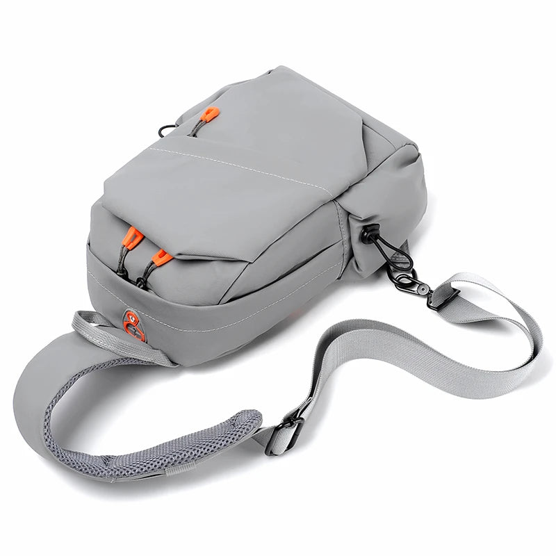 Men's hiking daily bag with shoulder straps, lightweight diagonal strap bag, single shoulder chest bag, black