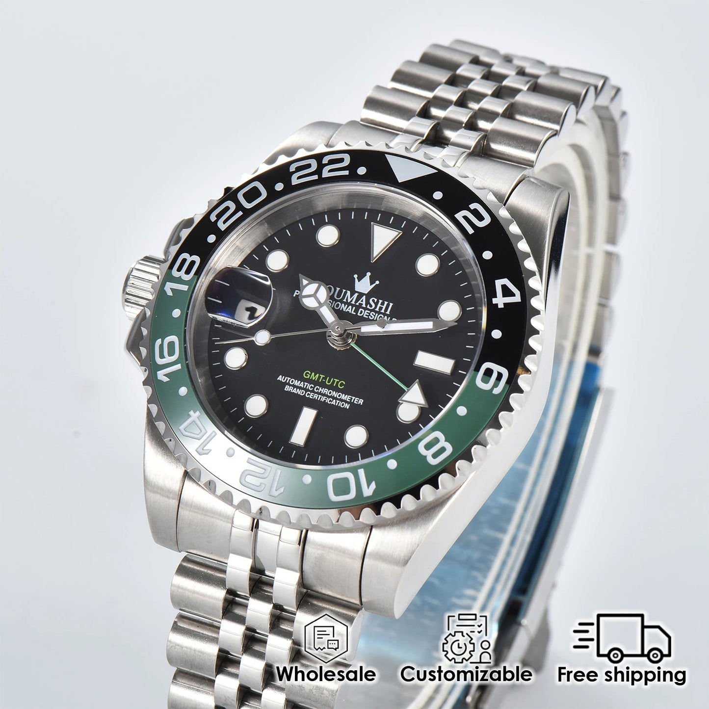 Luxury watches for Men 40MM NH35 Automatic Left hand Watch GMT Luminous waterproof Fashion Business Customizable Men's Watch