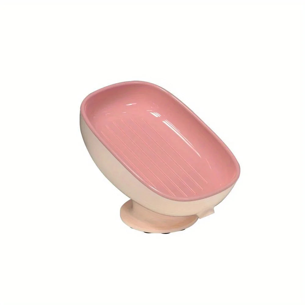 1pc Creative Soap Dish, Drain Soap Tray, Soap Holder With Suction Cup, Soap Rack For Bathroom Accessories
