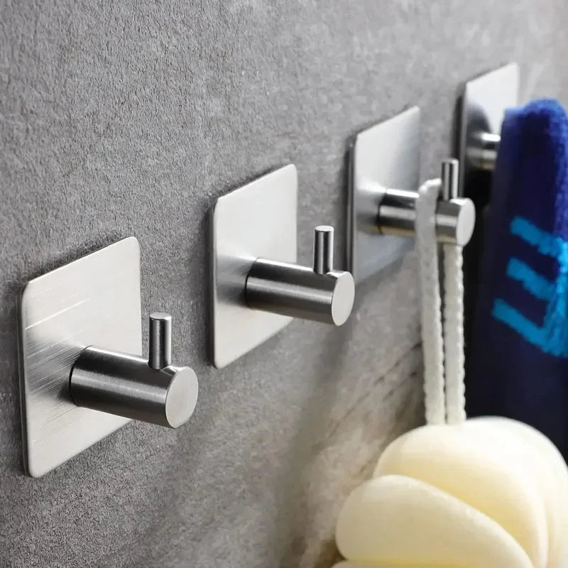 1/2/6Pcs Strong Adhesive Wall Hook Sticker Hanging Coat Rack Clothes Hanger Shower Robe Hook Kitchen Bathroom Towel hooks Black