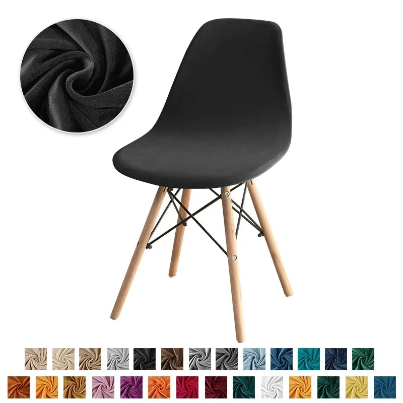 1PC Stretch Velvet Shell Chair Cover Armless Dining Chairs Covers Short Back Curved Seat Covers Hotel Party Banquet Decor