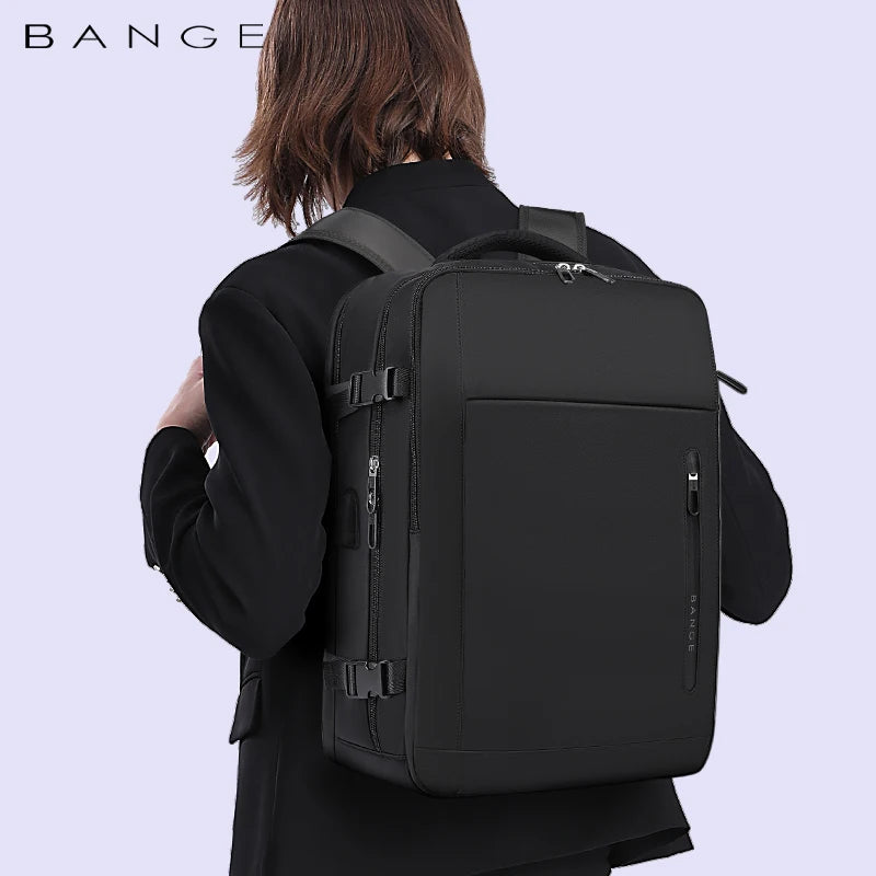 BANGE Large Men Backpacks for 15.6 Laptop USB Charge Travel Backpack Waterproof Wet Dry Pocket School Bags with Mesh Side Pocket
