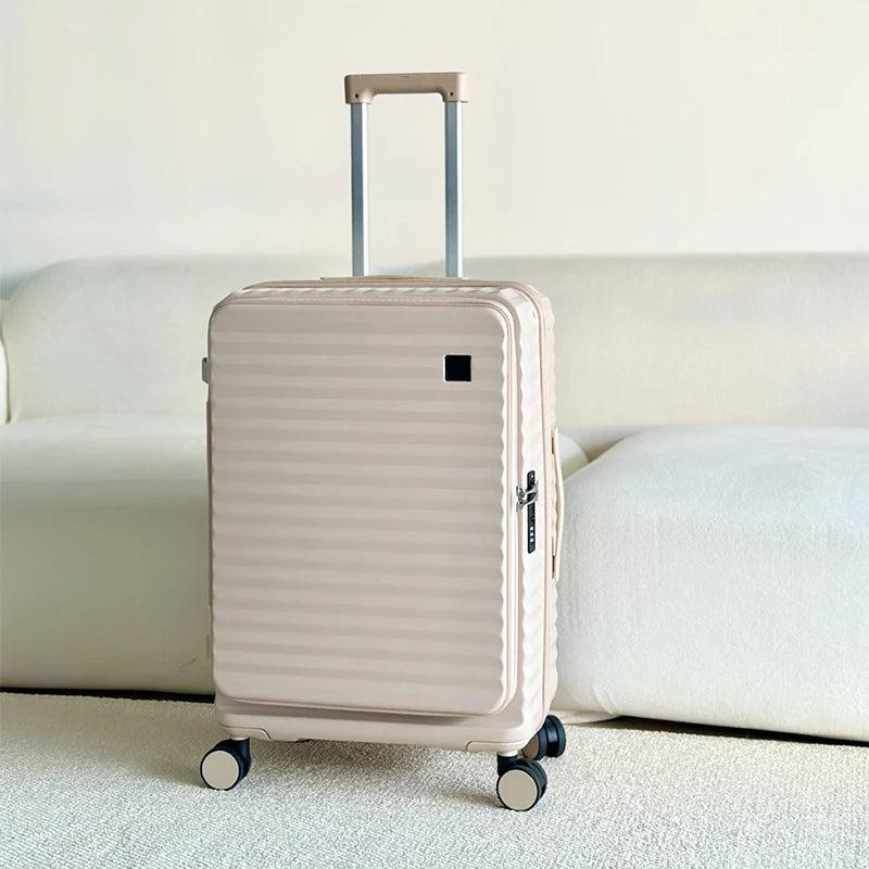 KLQDZMS Men's Luggage Side Opening Expandable Boarding Case 20"24"28 Inch Trolley Case ABS+PC Women's Handheld Travel Suitcase