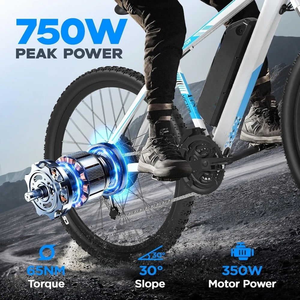 Electric Bike for Adults-26 Electric Mountain Bike-Peak 750W Brushless Motor 20MPH 40 Miles-Lightweight E Bike 46lb
