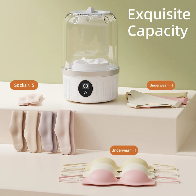 Wireless Washing Machine, , 1L Mini Sock Washing Machine,portable Underwear and Sock Cleaner, Dehydrating Washing Bucket
