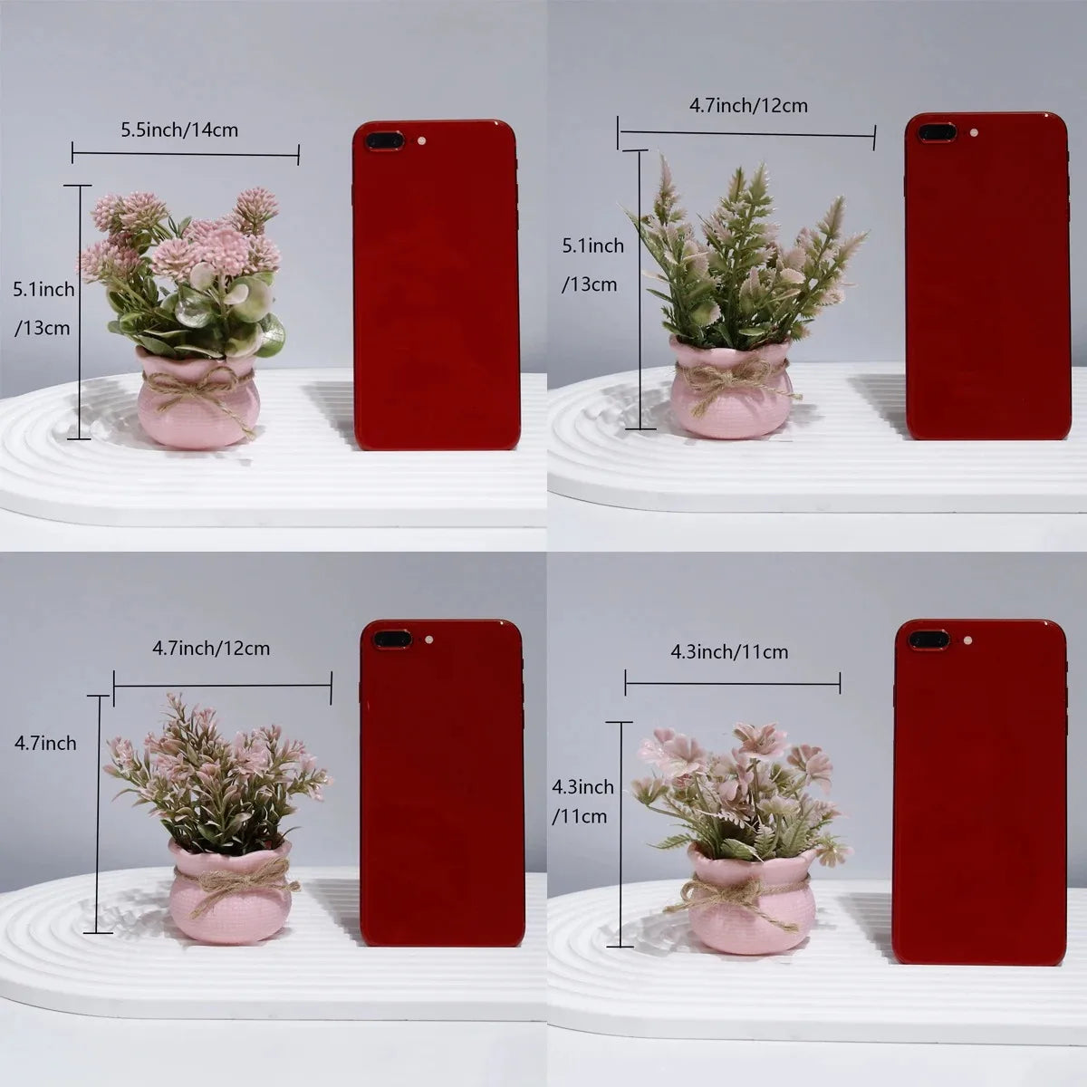 Mini Artificial Pink Series Flower Potted Plants,Home Decor, Office/Desk/Dining Table/Washbasin Decor Simulation Plants