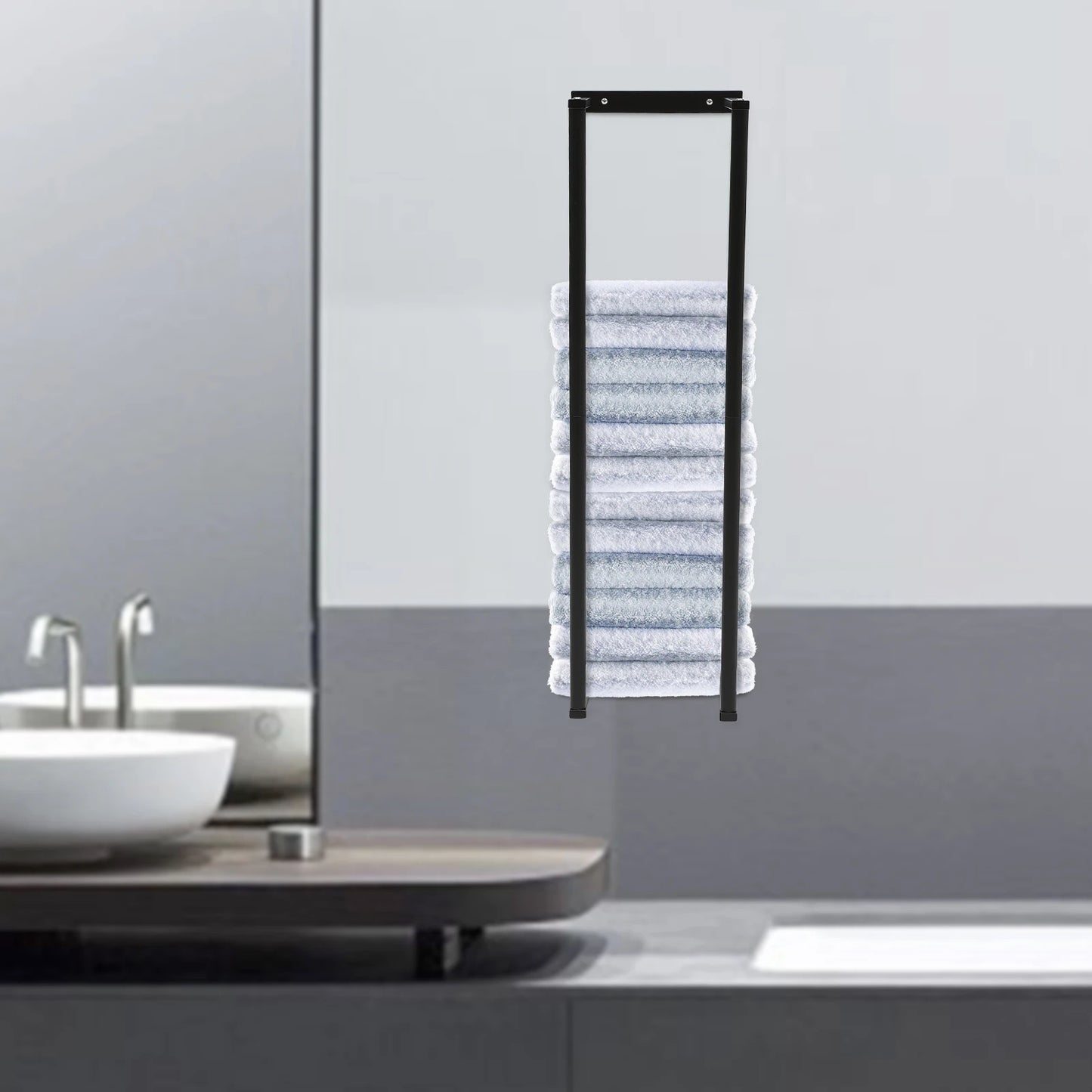 Towel Rack for Bathroom, Towel Storage Wall Mounted Bath Towel Holder for Folded Large Towel Washcloths, Bathroom Organize