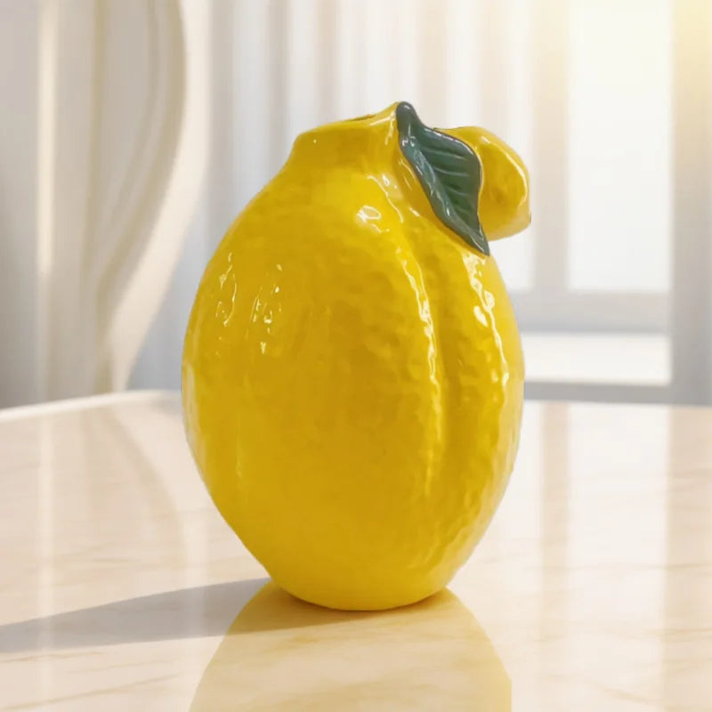Carambola Lemon Ceramic Vase Decoration Nordic in Feng Shui Cultivation Flower Vase Home Fresh Desktop Decoration Crafts