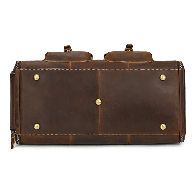 Top Quality Mens Leather Travel Bag Man Male Duffle Bag For Suits Foldable Weekend Bag Suit Bags Crazy Horse Leather Men Handbag