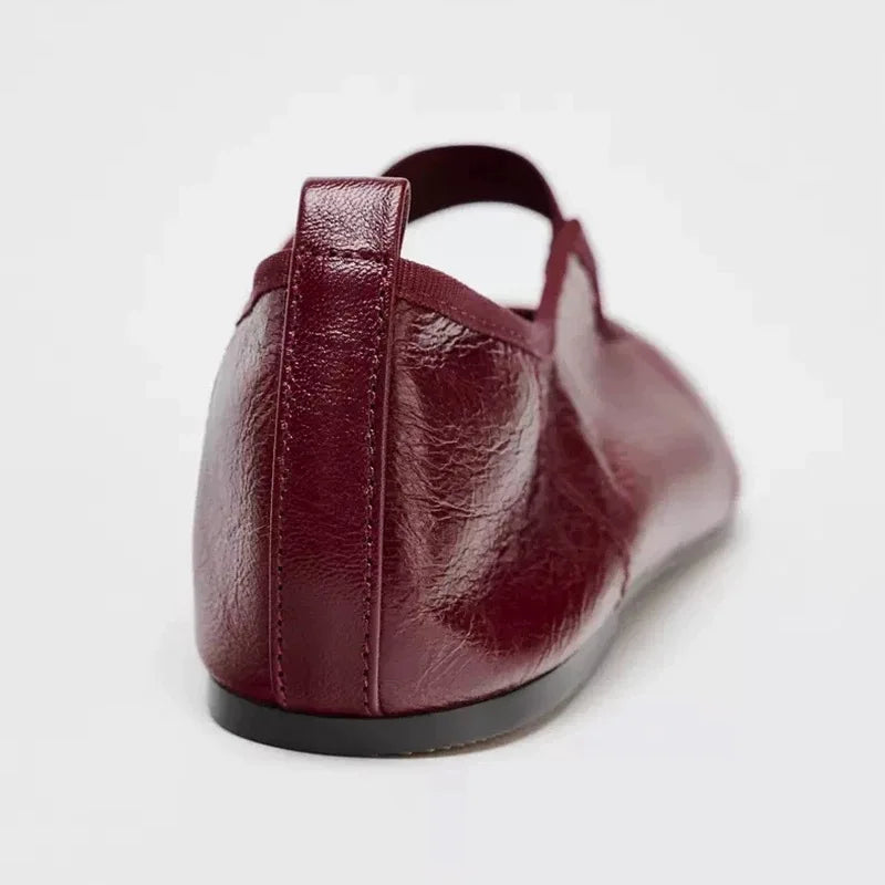 Flat Black Shoes For Women Modis Female Footwear Oxfords Genuine Leather Sneakers Grandma Ballerinas 2025 Summer New Dress Retro