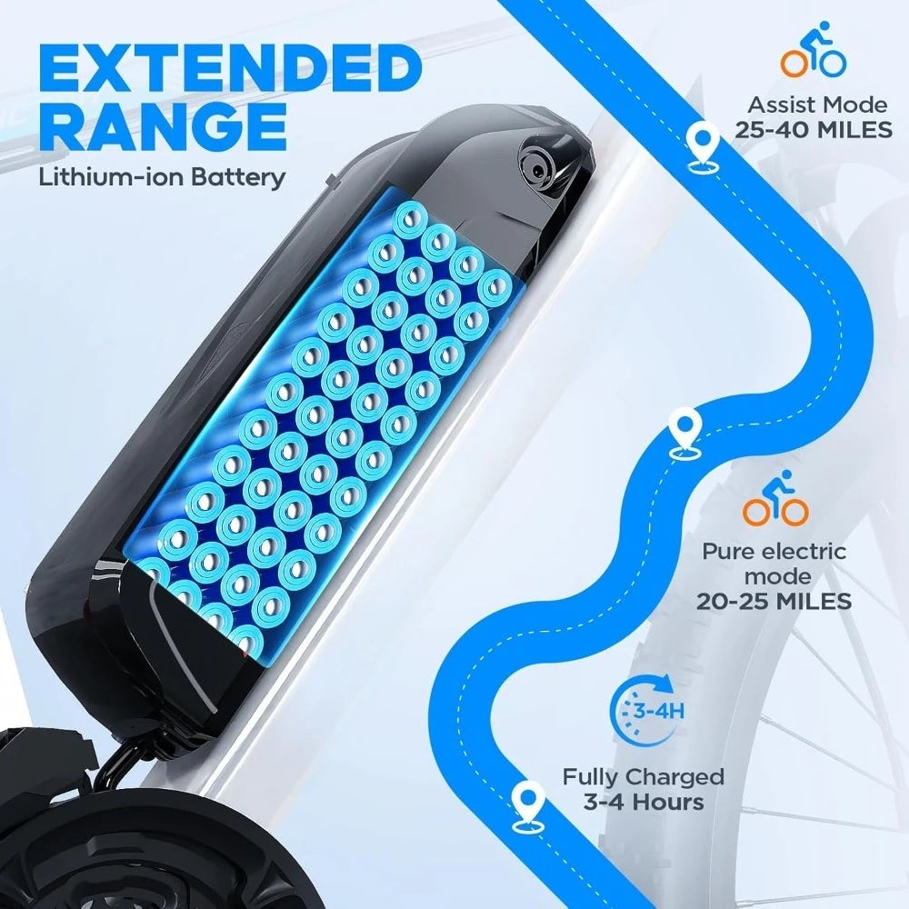 Electric Bike for Adults-26 Electric Mountain Bike-Peak 750W Brushless Motor 20MPH 40 Miles-Lightweight E Bike 46lb