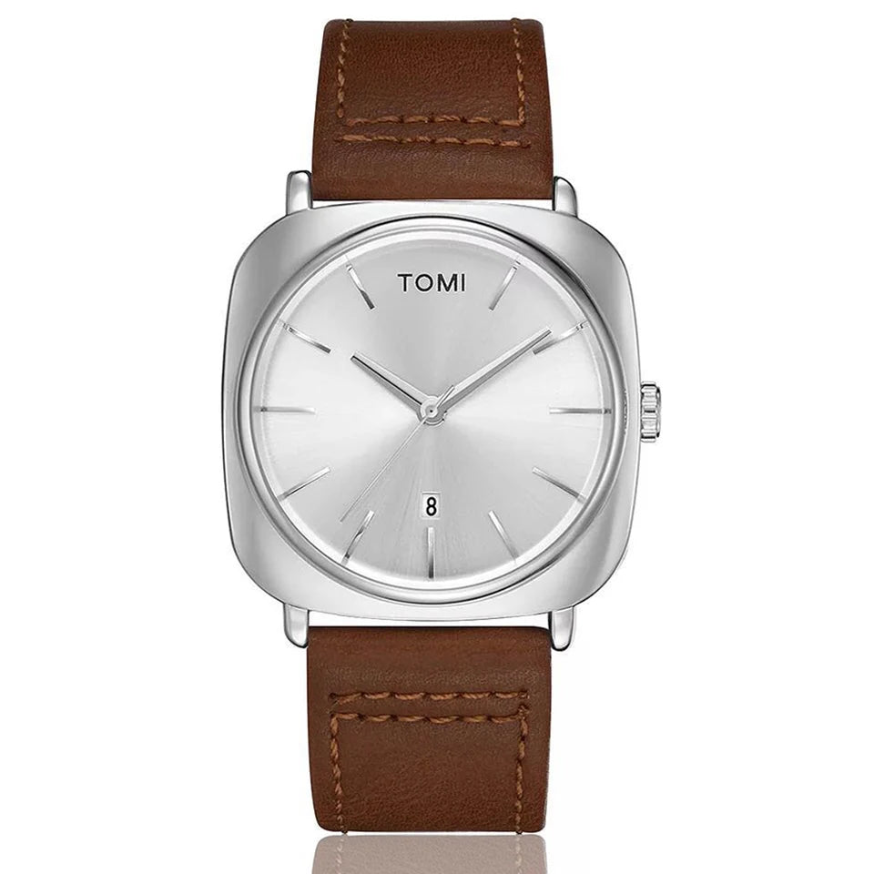 Elegant Watch for Men Simple Style Men Quartz Wrist Watches Casual Leather New Wristwatch Minimalist Black White Brown Man Clock