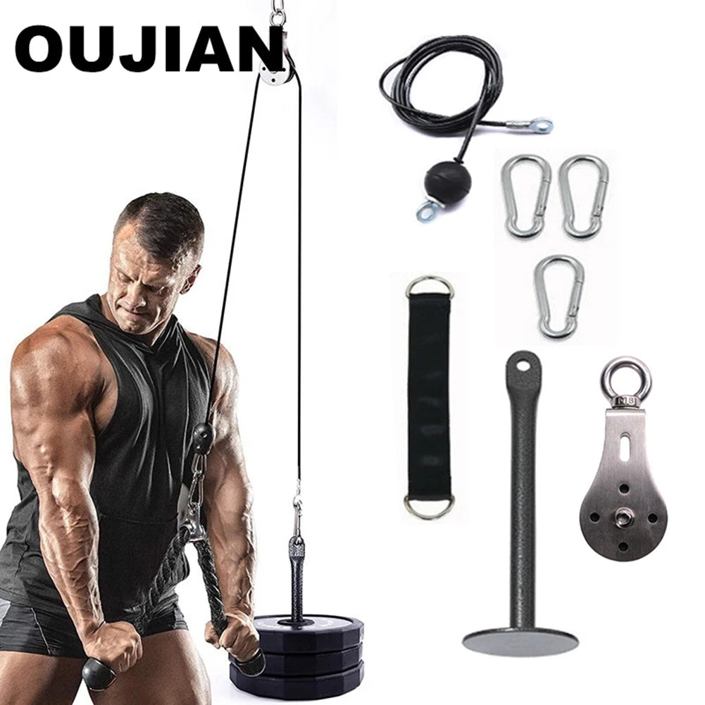 DIY Fitness Pulley Cable System Rotatable Steel Wire Rope Roller Slide Suit Adjustable Length Convenient Gym Sport Accessories