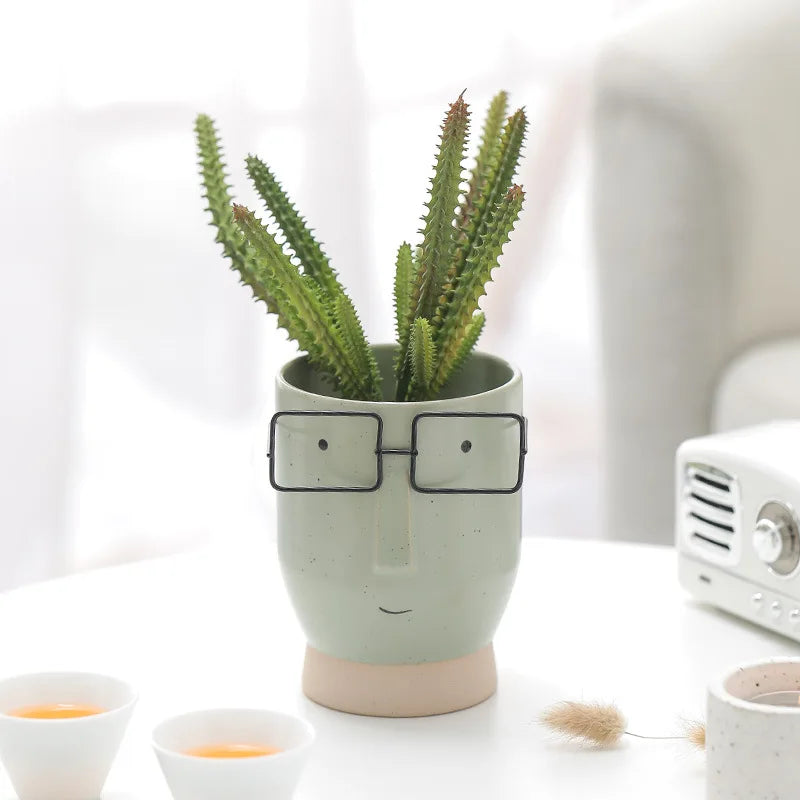 Nordic Ceramic Vase High Color Value Figure Sculpture Flower-arranging Creative Fleshy Flower Pot Home Living Room Ornaments