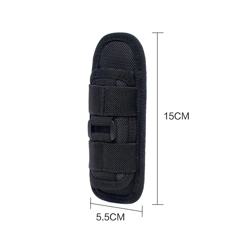 Tactical Hunting Molle Nylon Flashlight Pouch 360 Degrees Rotatable Outdoor Flashlight Cover Holster Torch Case Portable Torch