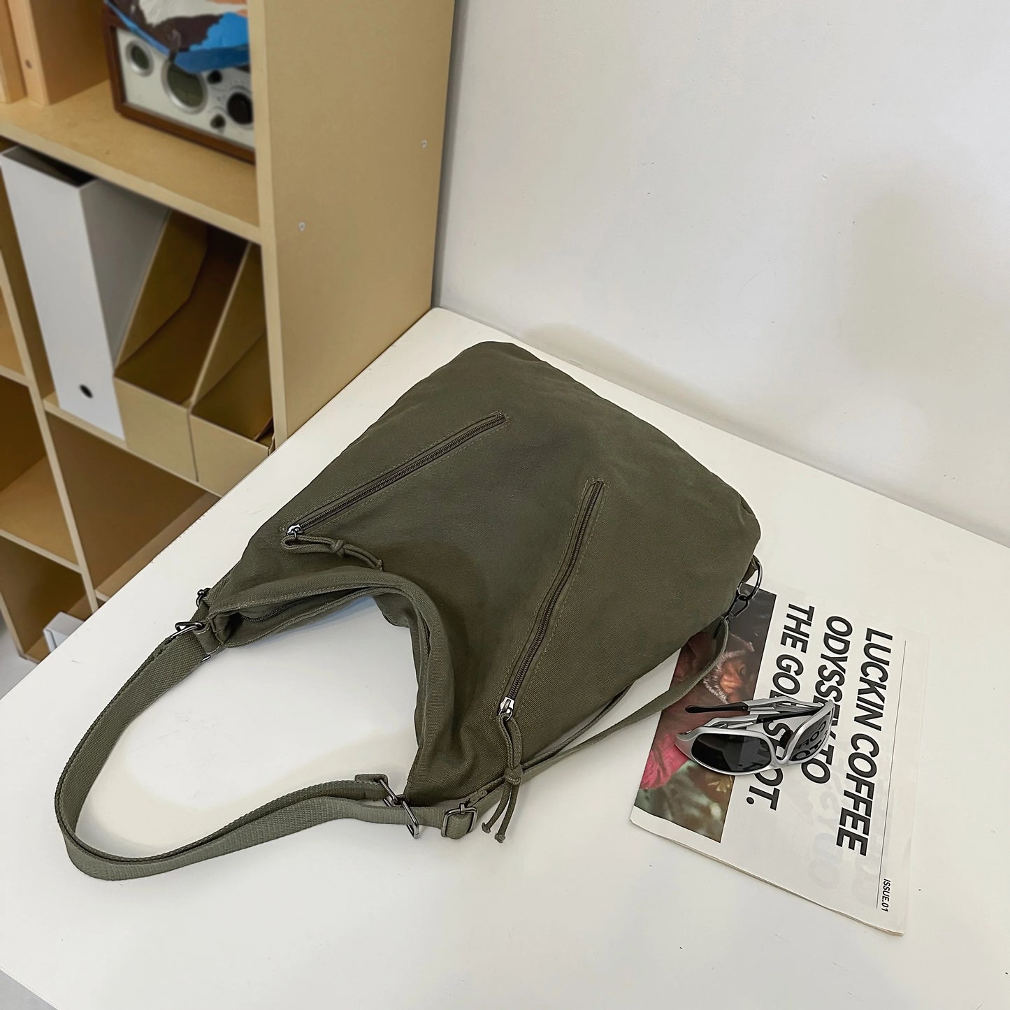 Women's Backpack Multi-Purpose Bag Large Capacity Pure Color Design Versatile Commuter Crossbody Bag Personalized Trendyy Canvas Bag Shoulder Bag Backpack