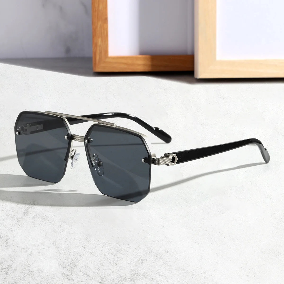 New Gradient Sunglasses for Men Fashion Metal Big Frame Sun Glasses Brand Design Luxury Lunette De Soleil Homme UV400 Eyewear