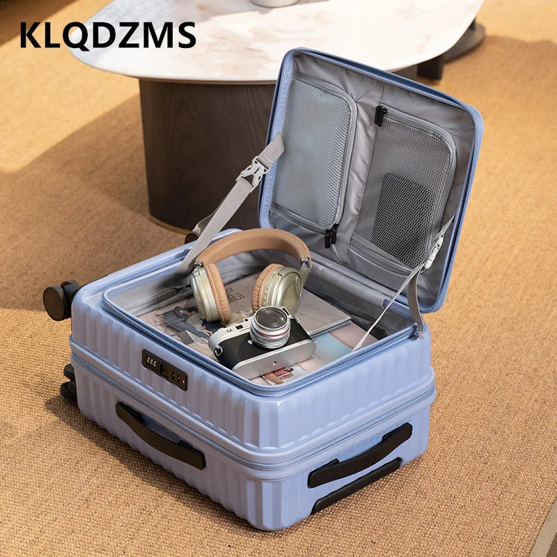 KLQDZMS Men's Luggage Side Opening Expandable Boarding Case 20"24"28 Inch Trolley Case ABS+PC Women's Handheld Travel Suitcase
