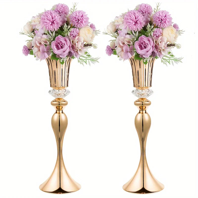 Set of 2/10 Crystal Flower Stands, 22 英寸 Tall Vases, Metal Centerpiece Vases for Table Decoration, Christmas, Party Decoration