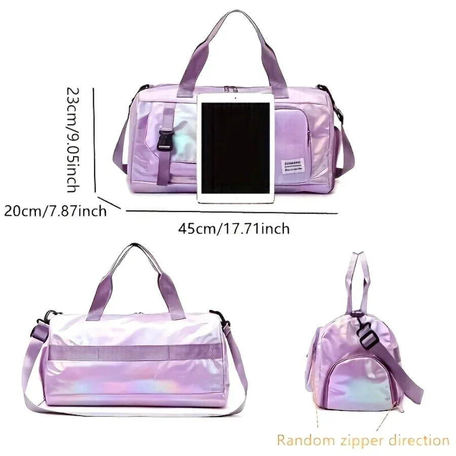 Large Capacity Women'S Nylon Travel Duffel Bag,Weekender Gym Tote with Shoe Compartment, Versatile Sports & Fitness Carry-On