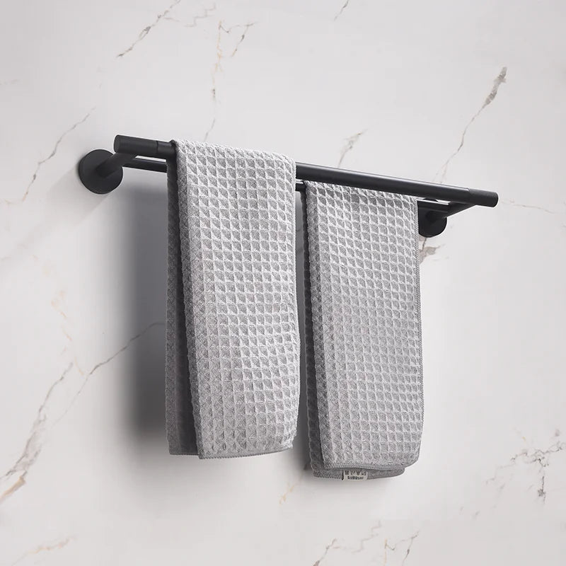 Brushed Gold Black Stainless Steel Wall-mounted Bathroom Storage Paper Towel Holder Toilet Brush Bath Robe Hook Soap Dispenser