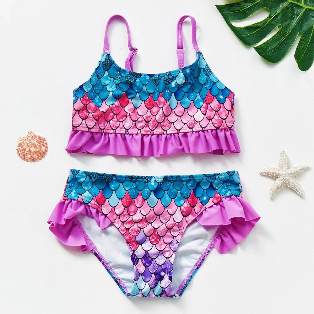 Girls Swimsuit Two Piece Hot Stamping Children's Swimwear Girls Beachwear Baby Swimwear Kids Swimwear Infant Baby Swimsuit
