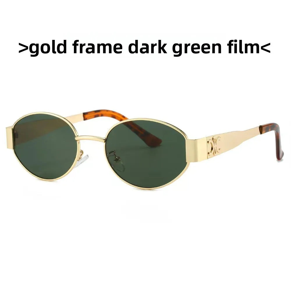 2025 New Arrival! Metal Sunglasses for Women - K-Style Trendy Small Frame, Photo-Ready Concave Design, UV400 Protection