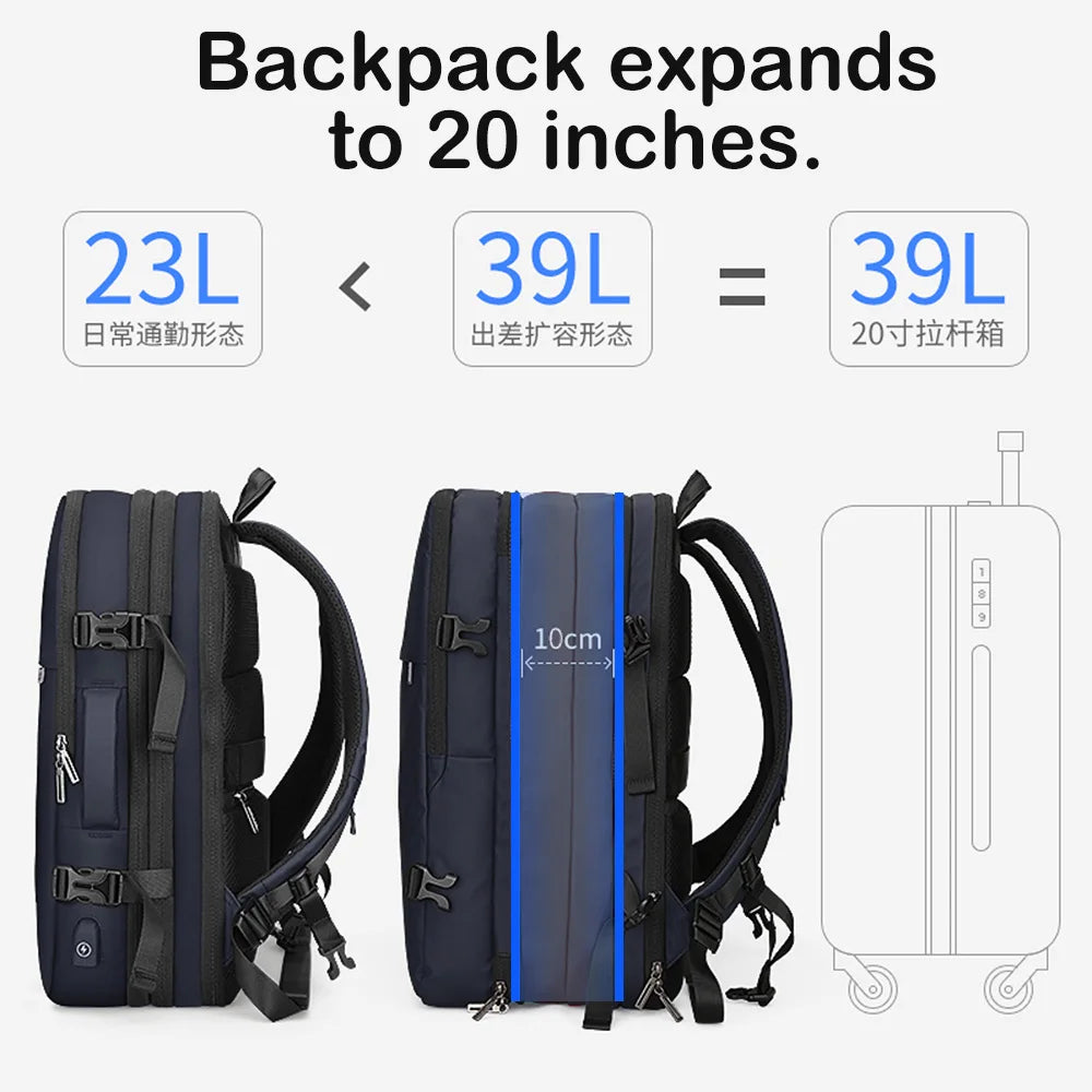 Heroic Knight Expandable Travel Backpack Men Work Backpack Big Capacity 15.6 Laptop Waterproof Backpack Casual College Schoolbag