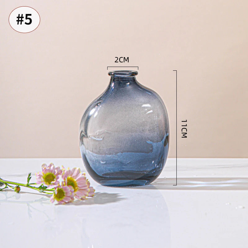 Brown Retro Glass Vase Plant Flowers Bottle Flower Arrangement Hydroponic Terrarium Desktop Vase Creative Home Decor Flower Pot