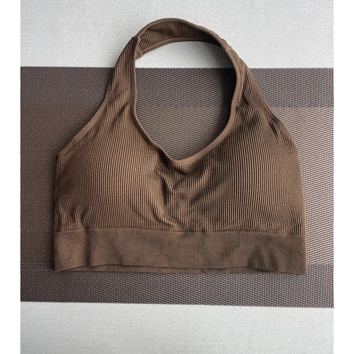New Limitless Ribbed Seamless Halter Bra Spandex Woman Fitness Elastic Breathable Breast Enhancement Leisure Sports Underwear