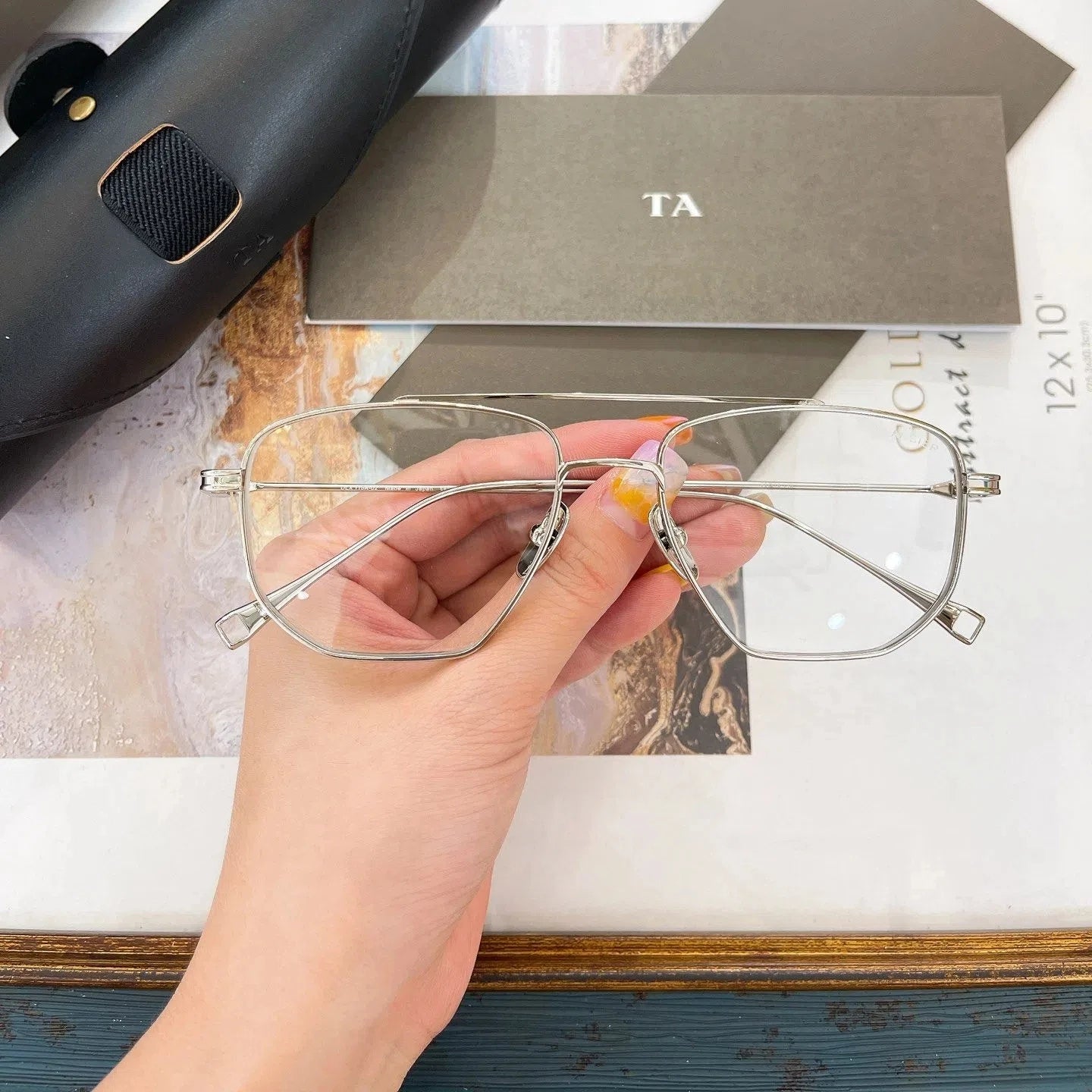 Original For LIANGCHENDIT DT LANCIER DLX115A Alloy Frame Men Sunglasses Casual Classic UV Dark Green Lens Women Couple Eyewear