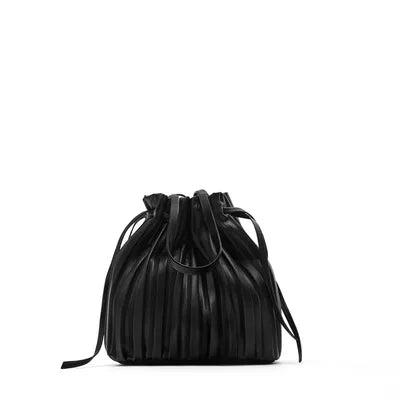 Women's Bag New Simple and Fashionable Bucket Bag Women's Single Shoulder Crossbody Small Pleated Drawstring Mouth Handbag