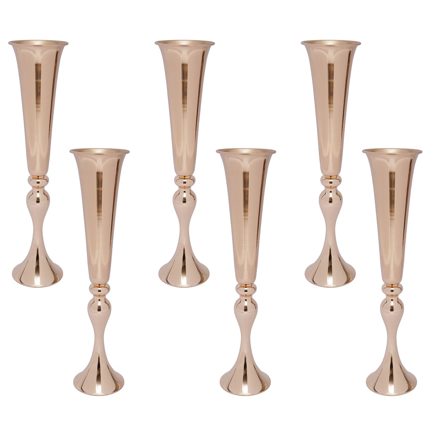 6 PCS Gold Trumpet Vases Wedding Party Props Centerpieces Flower Stand Candle Holder Centerpieces for Table Wedding