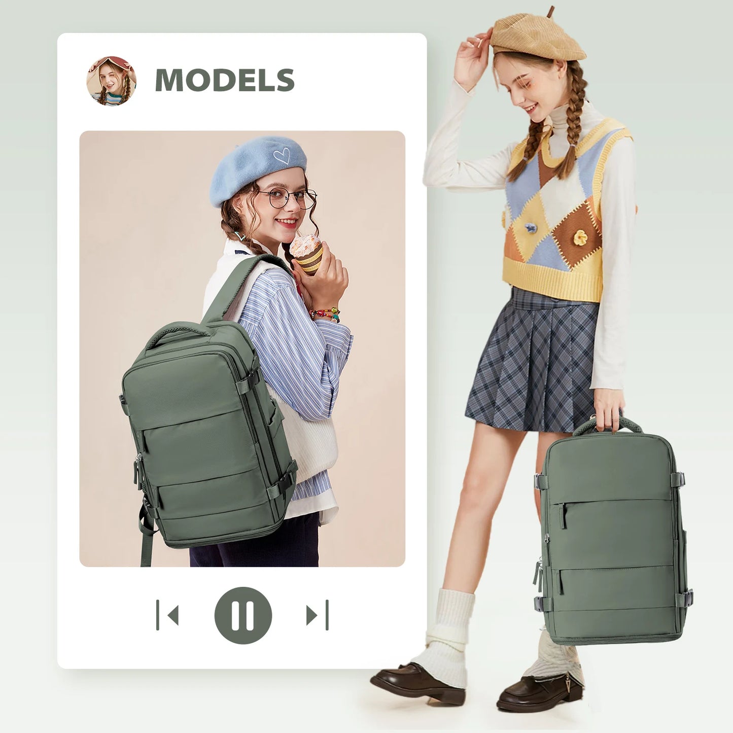 Cabin Airplane 40x20x25 Travel Backpack Anti Theft Backpack 15.6inch Portable Backpack Notebook Bag, Men Casual Hiking Backpack