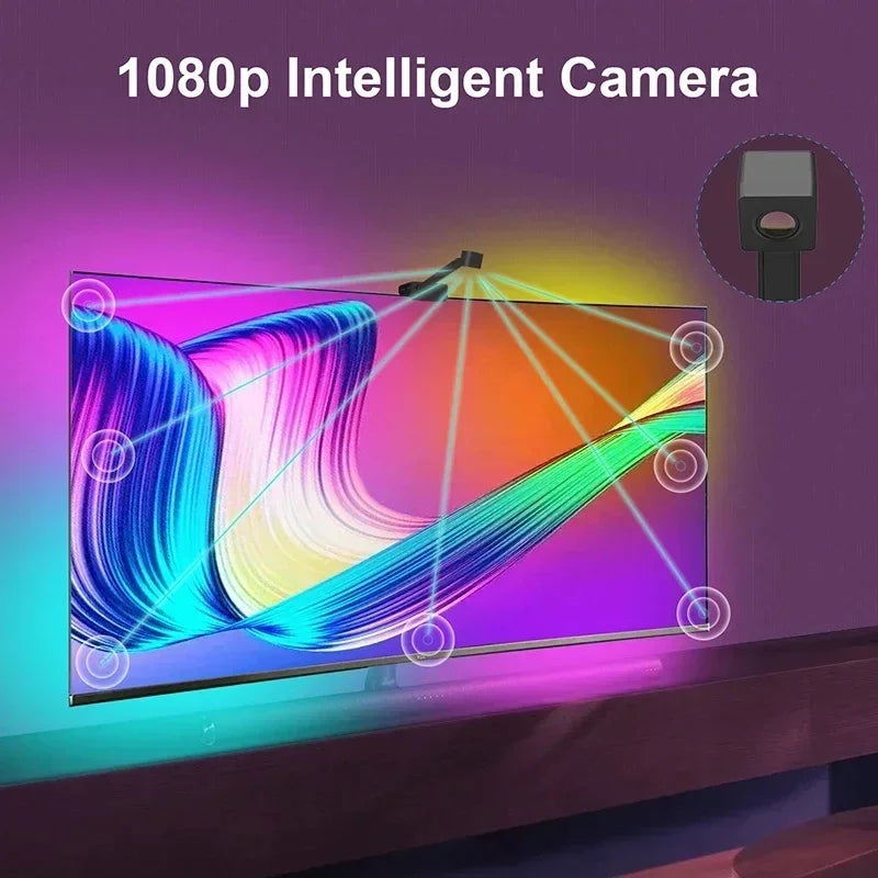 Smart Tv Led Backlight With Camera 5V Usb Rgbic Led Tv Screen Synchronized Ambilight 3.8M 5M App Remote Control For Gaming Room