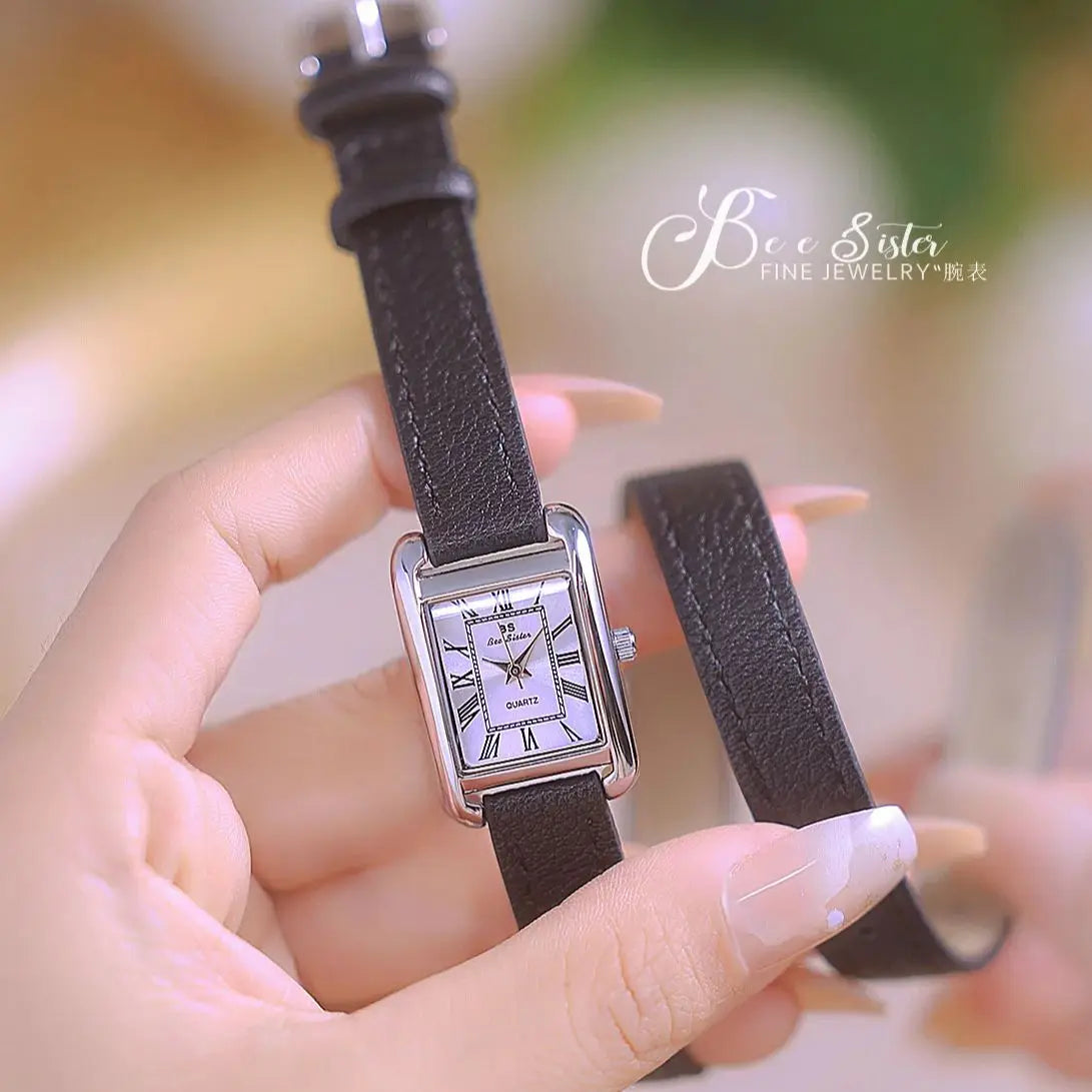 Women's Watch Elegant Retro Small Square Watch High Quality Leather Strap Waterproof Wristwatch Gift For Girlfriend