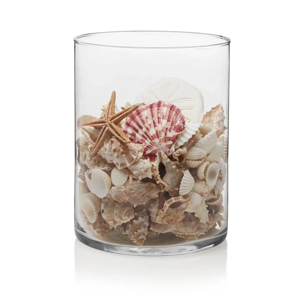 Clear Glass 8" Wide Cylindrical Vase