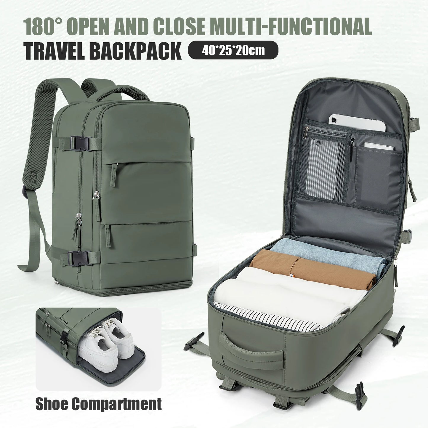 Cabin Airplane 40x20x25 Travel Backpack Anti Theft Backpack 15.6inch Portable Backpack Notebook Bag, Men Casual Hiking Backpack