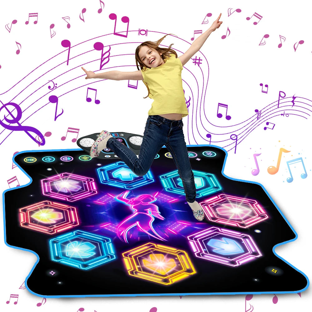 VATOS Outdoor Dance Mat 27 Levels for Girls Kids 6 LED Keys Light Up Bluetooth Lock 5 Music Dancing Game Toy Ages 3~8 Years Old