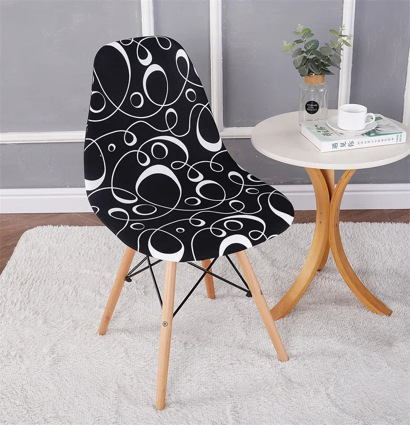 1PC Elastic Shell Chair Cover Stretch Armless Dining Chairs Slipcovers Geometric Spandex Seat Covers for Kitchen Hotel Office