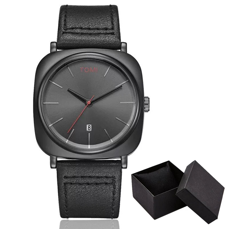 Elegant Watch for Men Simple Style Men Quartz Wrist Watches Casual Leather New Wristwatch Minimalist Black White Brown Man Clock