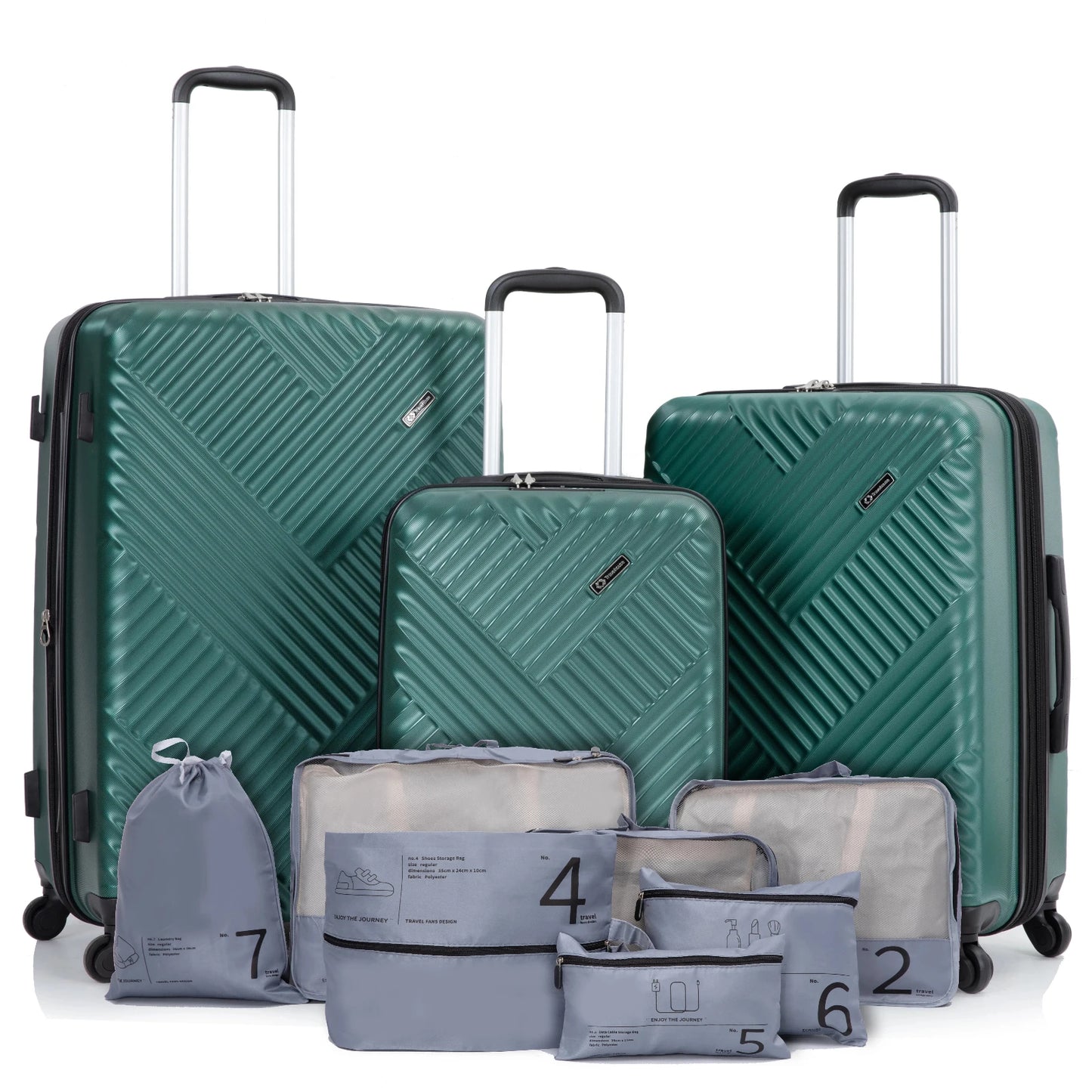 Luggage Sets 3 Piece with Double Spinner Wheel,Suitcase Set PC Hard Case with TSA Lock and Organizer Storage Bags